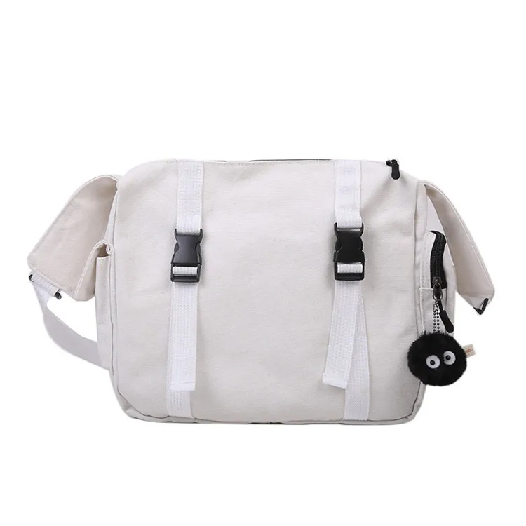 

Large capacity canvas bag women's Korean versatile fashion ins Harajuku tooling functional wind messenger student shoulder