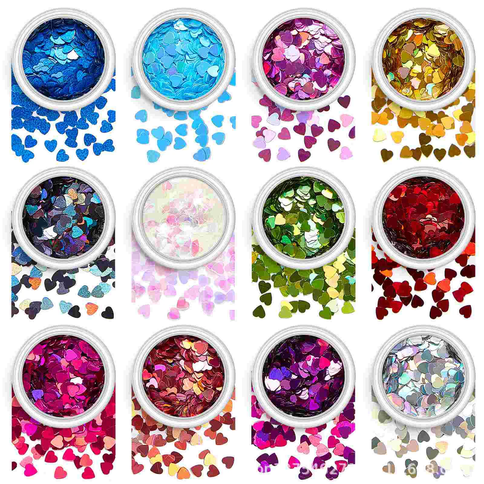 

12 Boxes Nail Decoration Heart Nail Glitter Flakes Manicure Glitter for Nails