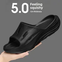 Men's Slippers Trendy Summer New All-Match Thick Bottom Outdoor Wear Resistant Home Slippers Flat Sandals Male Shoes