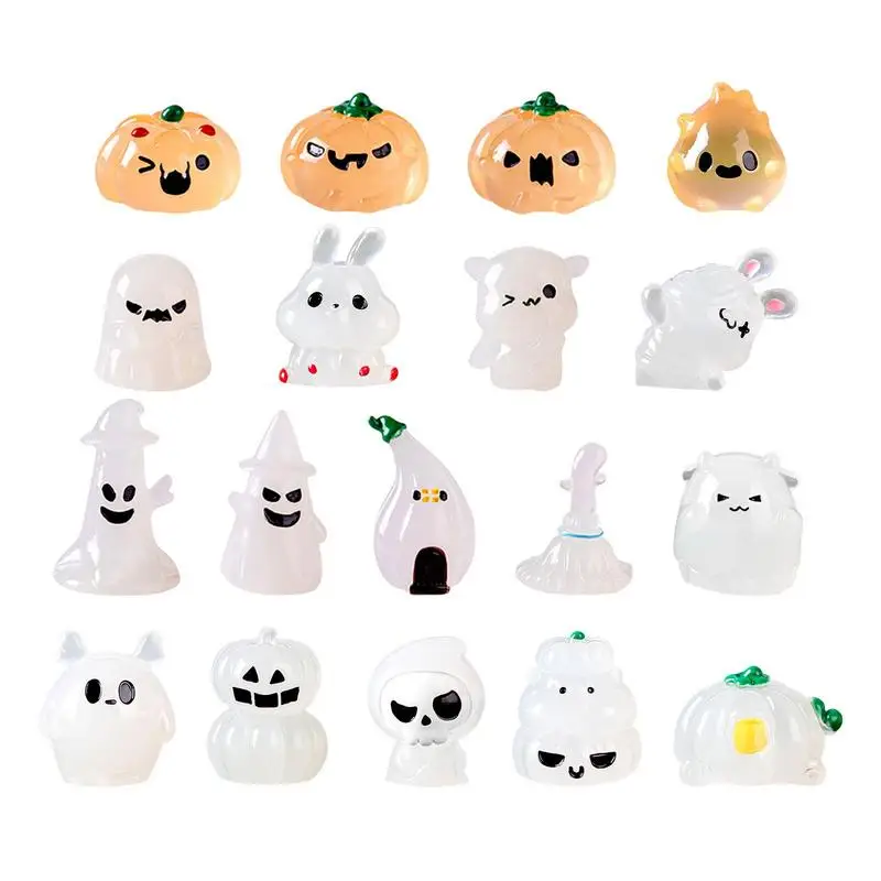 

Glow in The Dark Pumpkin Miniature Resin Pumpkin Statue Glow in the Dark Halloween Ornaments 18pcs Mini Landscape Accessories