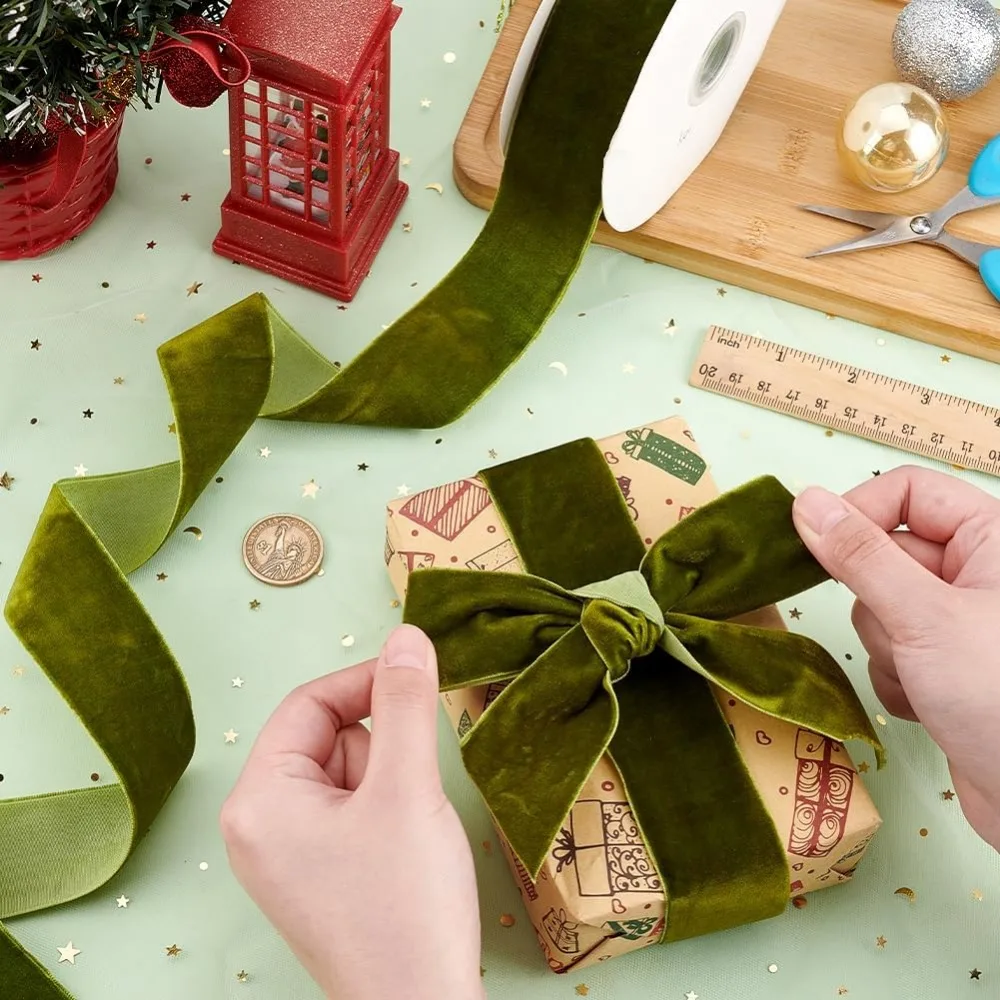 2m Nuovo nastro decorativo natalizio simile al lino, fiocco per albero di Natale fai-da-te