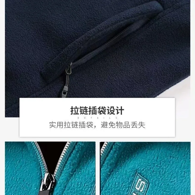 Women's Fleece Polar Coat Warm Thicken Plus Size Letter Printing Double-Sided Velvet Outerwear Coats Zipper Sports Sweatshirt 6