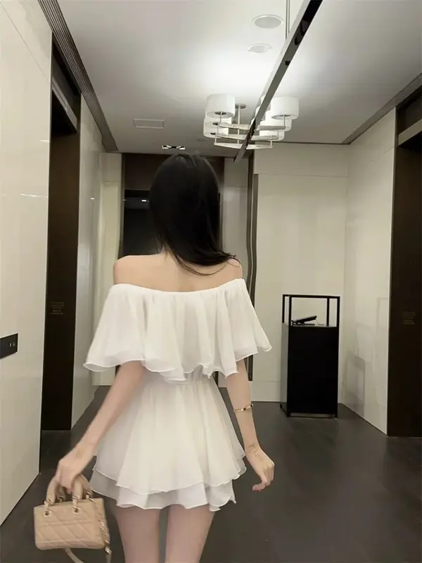 2026 New Summer French Ruffle Off Shoulder Blouse Women Sexy Slim Waist Mid Length Elegant Pure Desire Style Casual Tops - Image 6
