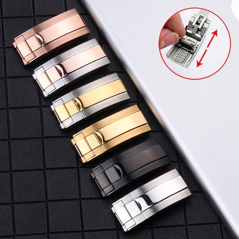 

9mm Metal Band Clasp For Rolex DAYTONA SUBMARINER GMT Series Watch Accessories Stainless Steel Fine-tuning Pull Button Buckle