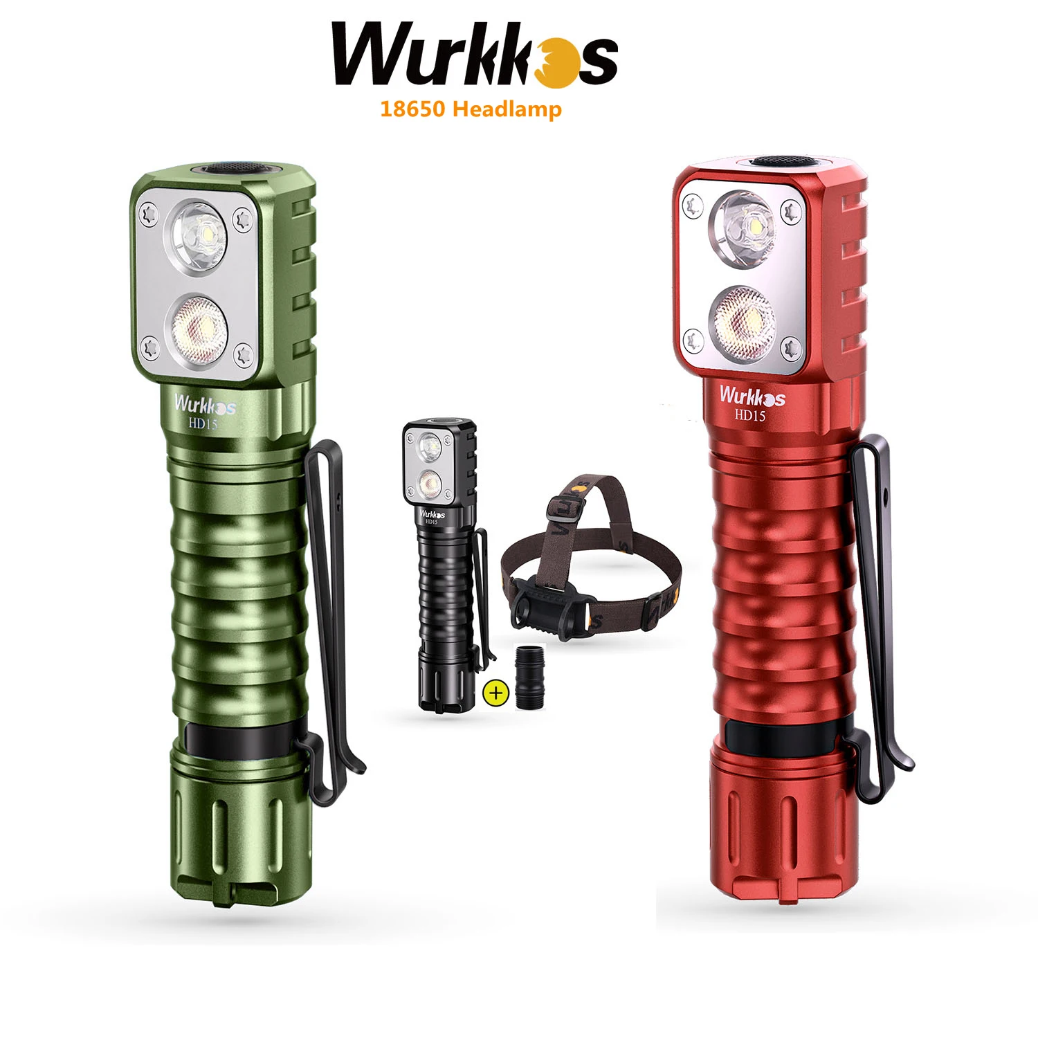 

Wurkkos HD15,HD15R Headlamp 18650 2A Rechargeable Headlight 2000lm Dual LED LH351D+SST20 USB Reverse Charge Magnetic Tail Hiking