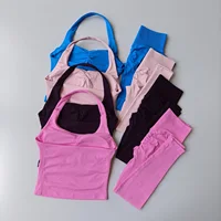 Sexy Halter Neck Beautiful Back High Waist Peach Sports Bras Leggings Suit Pilates Gathering Yoga Vest Training Fitness Bra Sets - Image 2