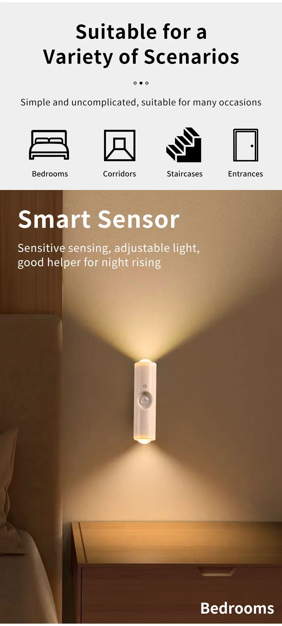 Motion Sensor RGB LED Night Light - Rechargeable Magnetic Wall Lamp for Mood Ambient Lighting