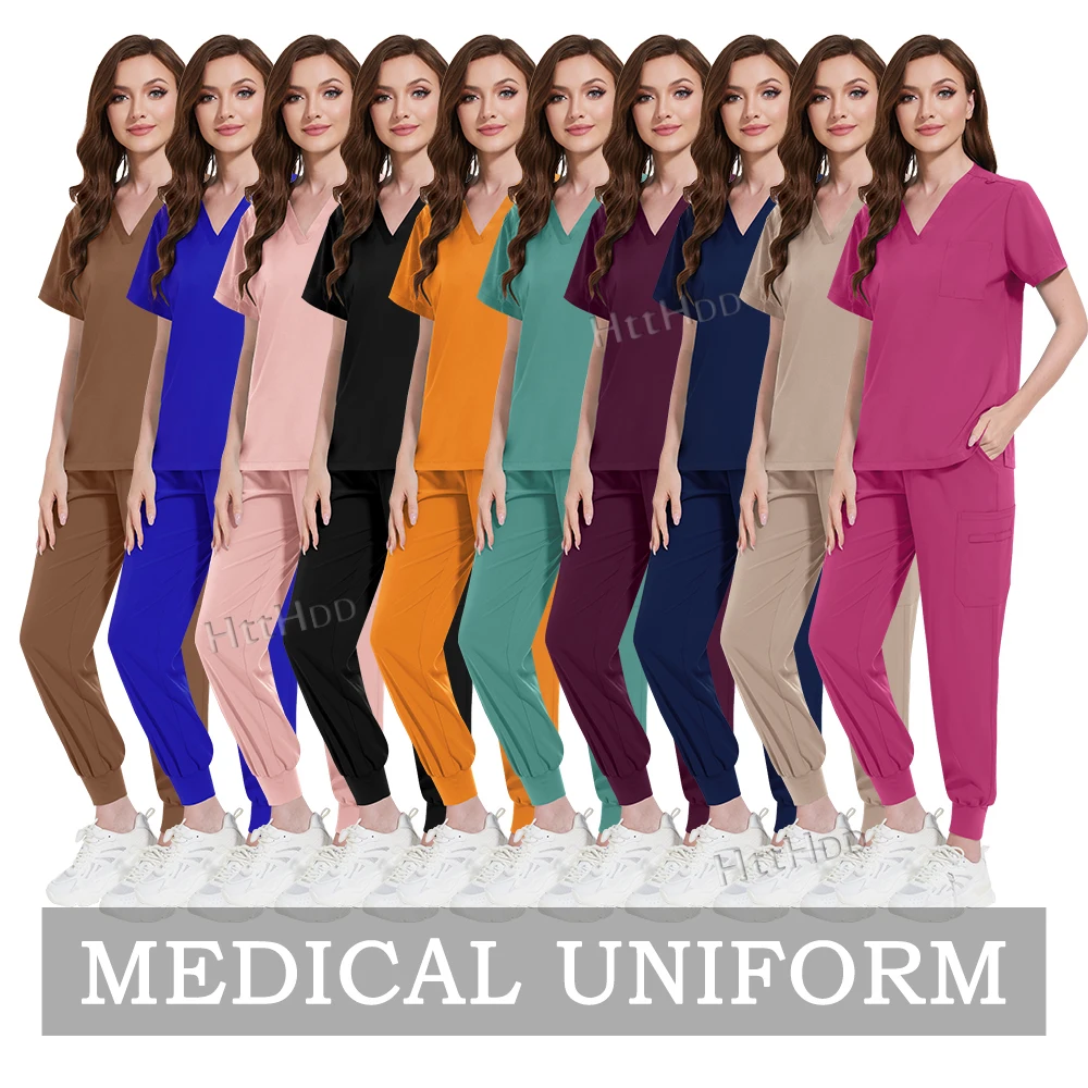 Uniformes cirúrgicos das mulheres, Scrub corredores, Top e Calça
