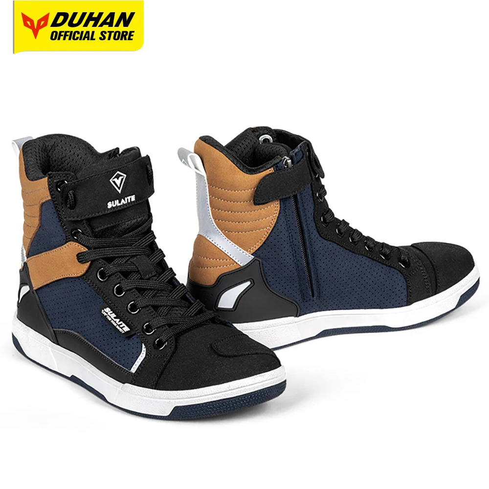 SULAITE Wear Resistant Motocross Cycling Protective Shoes The Four Seasons Breathable Motorcycle Boots Moto Equip Reflective