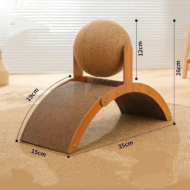 Wooden Cat Scratching Ball 2 In 1 Cat Scratcher Sisal Scratch Board Wear-Resistant Grinding Paw Toy Solid Wood Scraper for Cats 6
