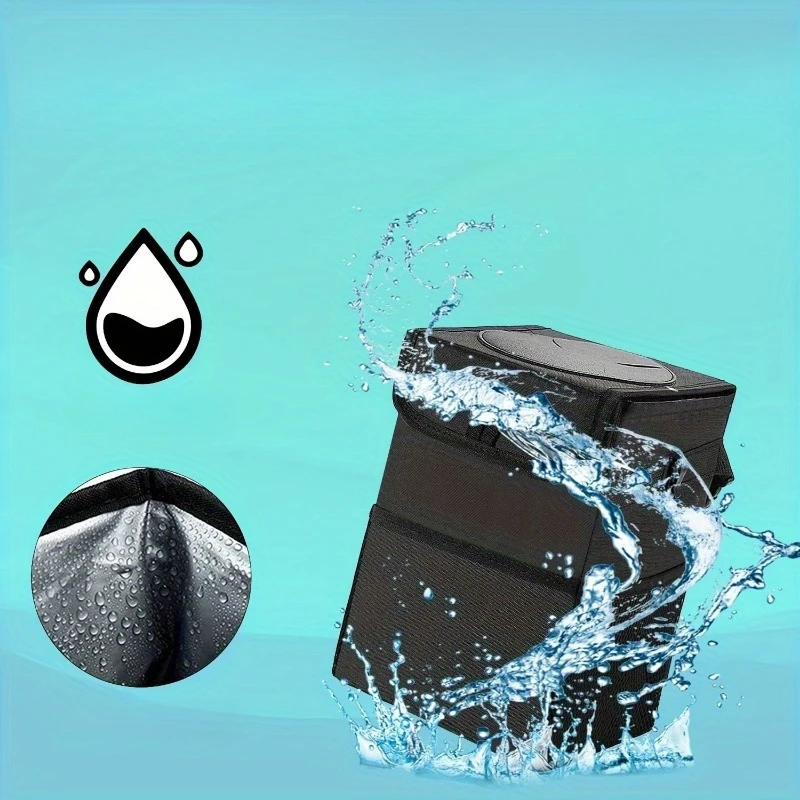 1pc ZukMi Car Trash Can with Cover and Storage Pocket