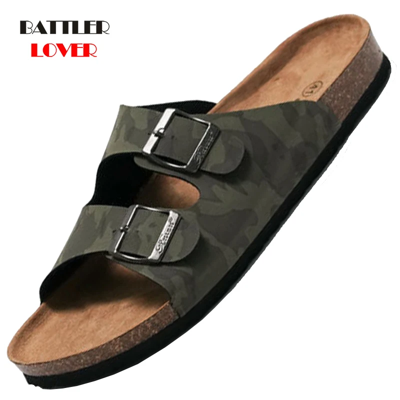2022 New Summer Camouflage Design Soft Cork Slippers For Women Outdoor Non-Slip On Double Bucket Sandals Female Beach Flip Flop