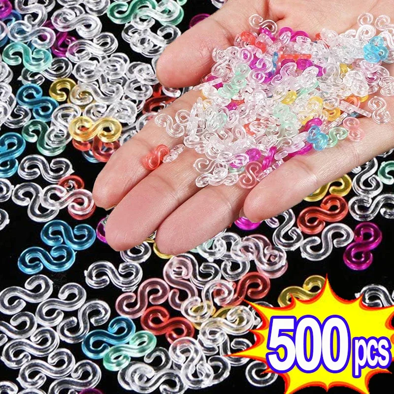 S-Clips bunte Gummiband Clip Anschlüsse Verschluss Webstuhl Bänder Kit Armband Halskette transparente Schließe DIY Herstellung Zubehör