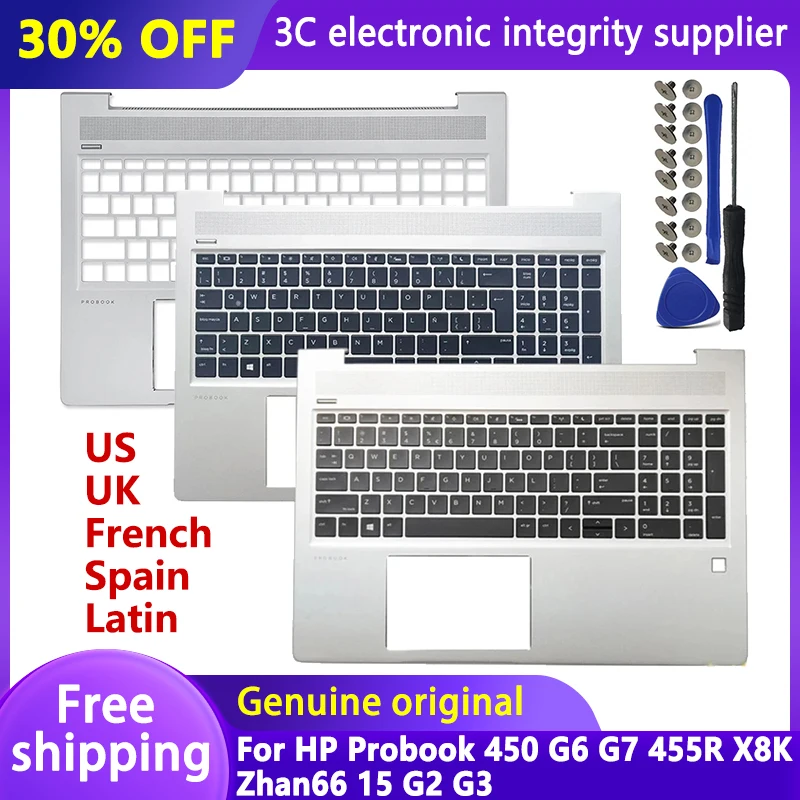 

Оригинальная клавиатура US/UK/FR/SP/LA для ноутбука HP Probook 450 G6 G7 455R X8K Zhan66 15 G2 G3