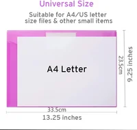 10/5pcs A4 Folders Plastic Envelopes Clear File Folder for Document Poly File with Label Pocket Snap Button for Office Organizer 6