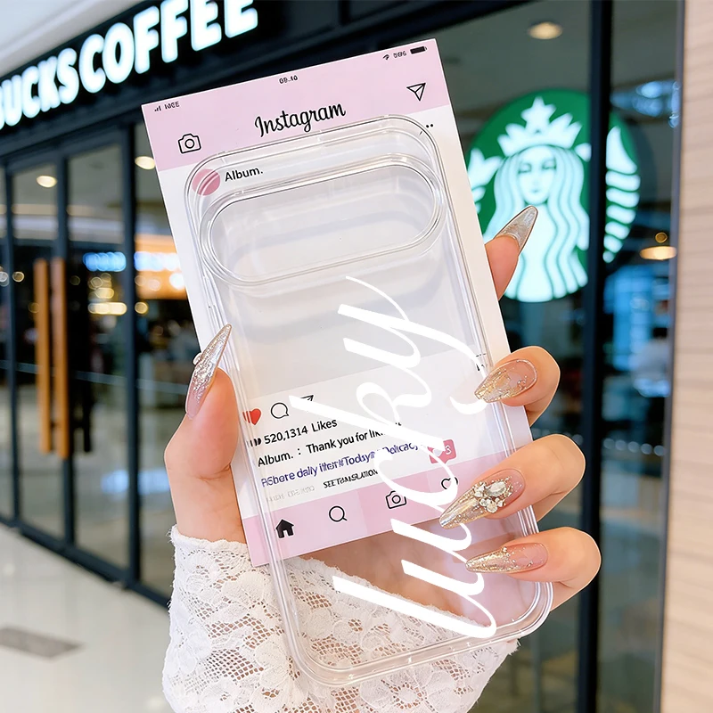 Creative Stylish French-English Lucky Clear Phone Case - Cute Y2K Soft TPU Cover