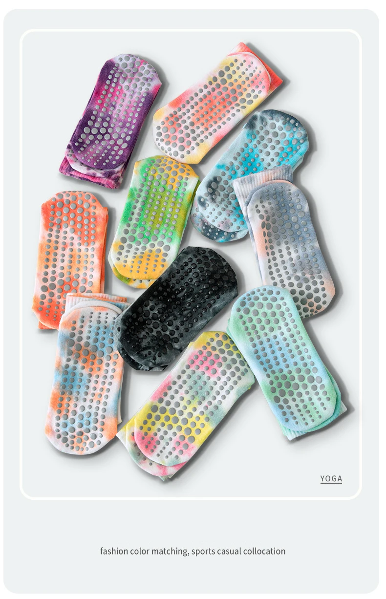 Yoga Socks Women Cotton Tie-dyed Silicone Non-slip Pilates Grip Crew Sock 20 Sbe16743bc7144100a1218881401e8300H