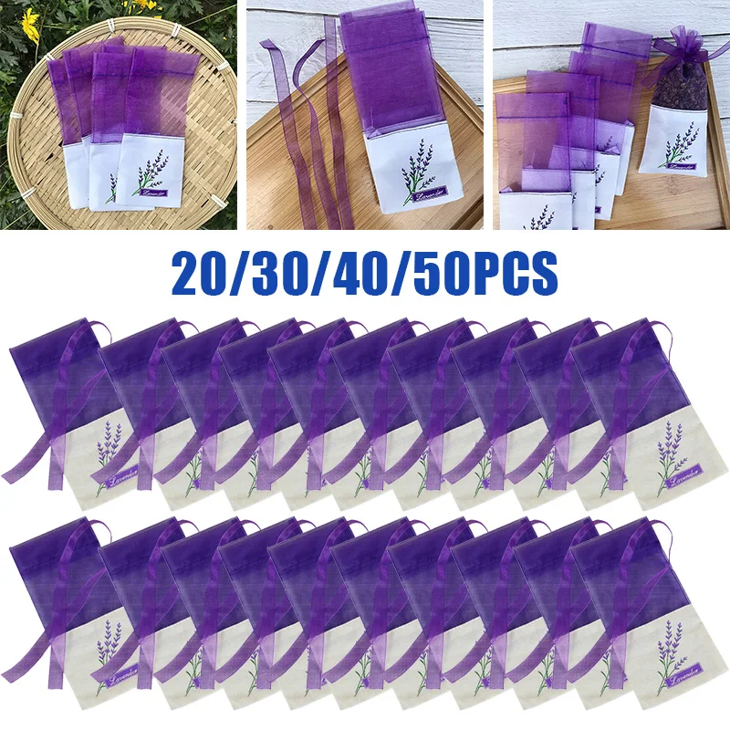 Lavender Sachet Bag Empty Lavender Pouches Dry Flower Storage Aroma Bags Floral Printing Fragrance Sachets for Relaxing Sleeping deodorant sachet bags fragrance bags