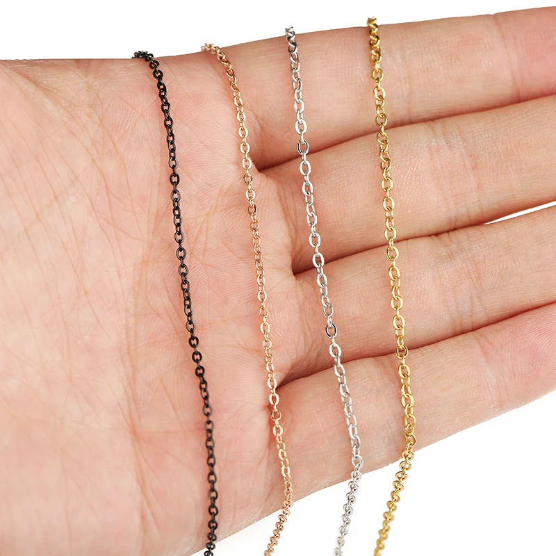 Rose Gold Stainless Steel Chain Necklace - 2 Meters, 1-3mm Gold Link Cable for DIY Jewelry Making Supplies Wholesale