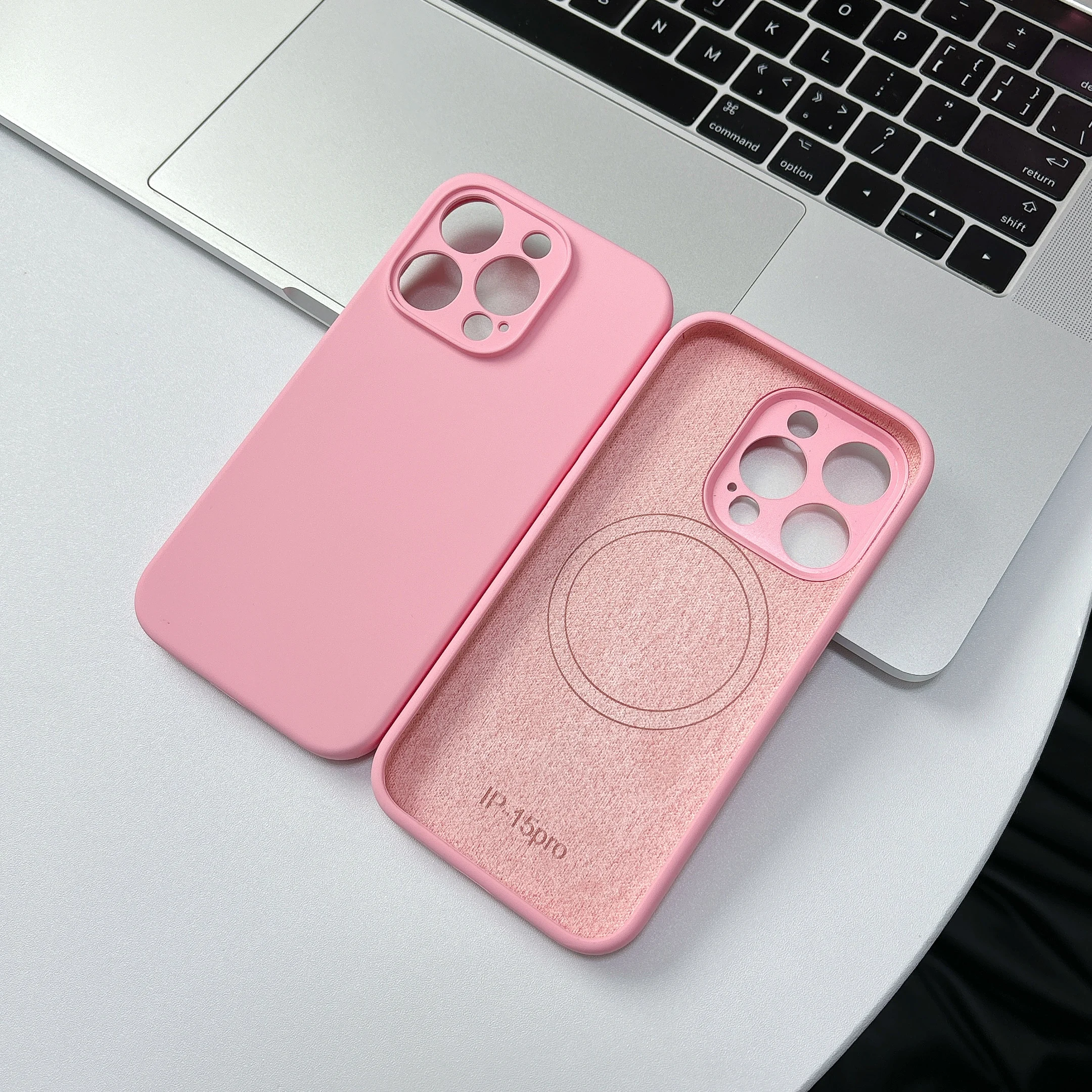 Premium Chinese Red Liquid Silicone Magnetic Case with MagSafe Compatibility, Wireless Charging, and Soft Touch Finish