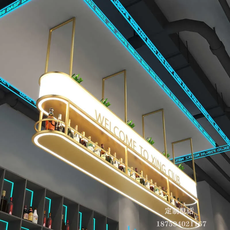 Wine Rack Hanging Cabinet Bar Counter Hanging Restaurant Storage Rack Wine Cabinet Display Bar Furniture