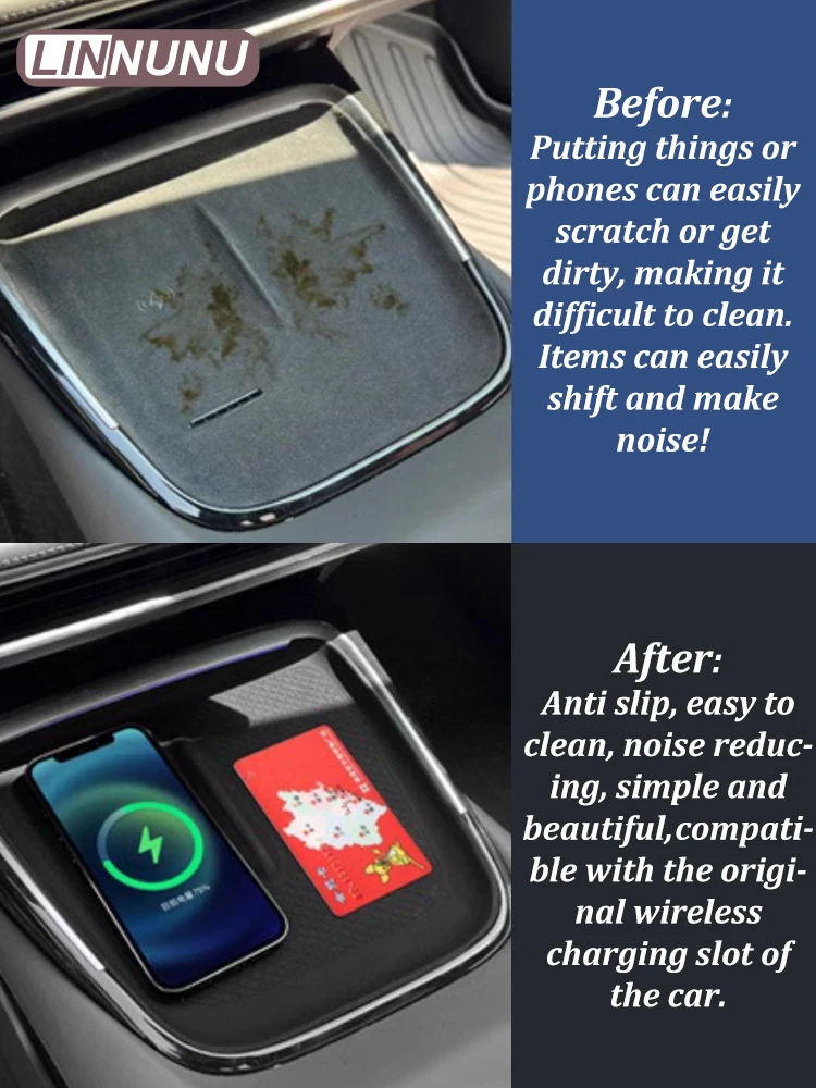 Linnunu Fit for Changan Deepal Sl03 L07-Wireless Mobile Phone Charging Silicone Pad Central Control Anti-Slip Pad Car Central Protective Dustproof Anti-Slip Car Interior Decoration
