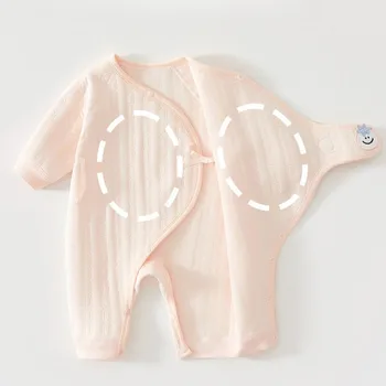 ملابس الأطفال حديثي الولادة من 0 إلى 6 أشهر بذلة دافئة مبطنة بالقطن لخريف وشتاء ملابس على شكل فراشة لحماية البطن 5