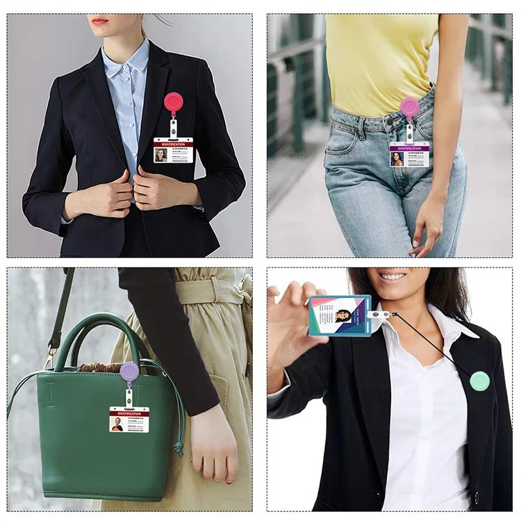 Badge Holder 1pc Retractable Badge Holder Clips for Nurse ID Badge Reel with Belt Clip Doctor ID Card Chain Clips School Student Office
