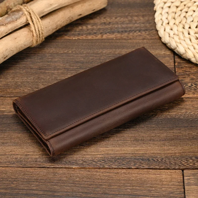 Genuine Leather Men's Wallet with Iron Chain