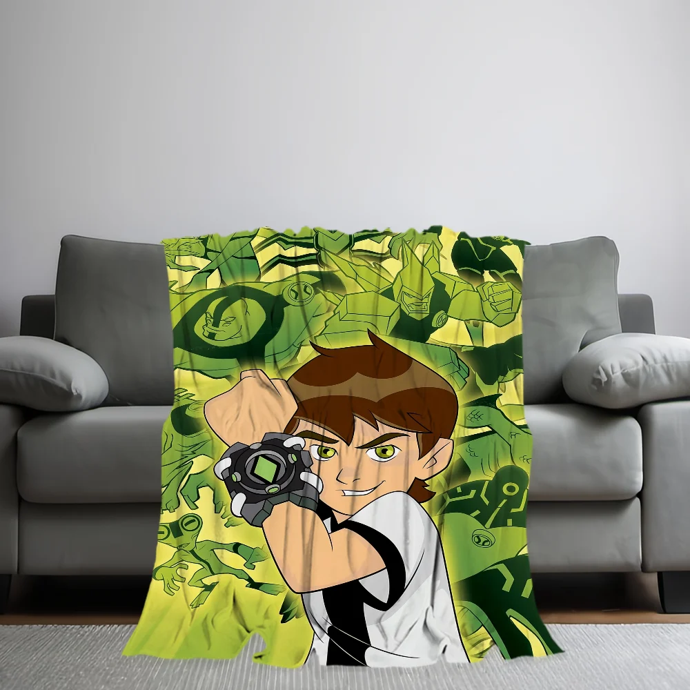 Cartoon B-Ben 10 Green Blanket Skin friendly comfort warm soft plush blanket suitable sofa living room office bedroom 2
