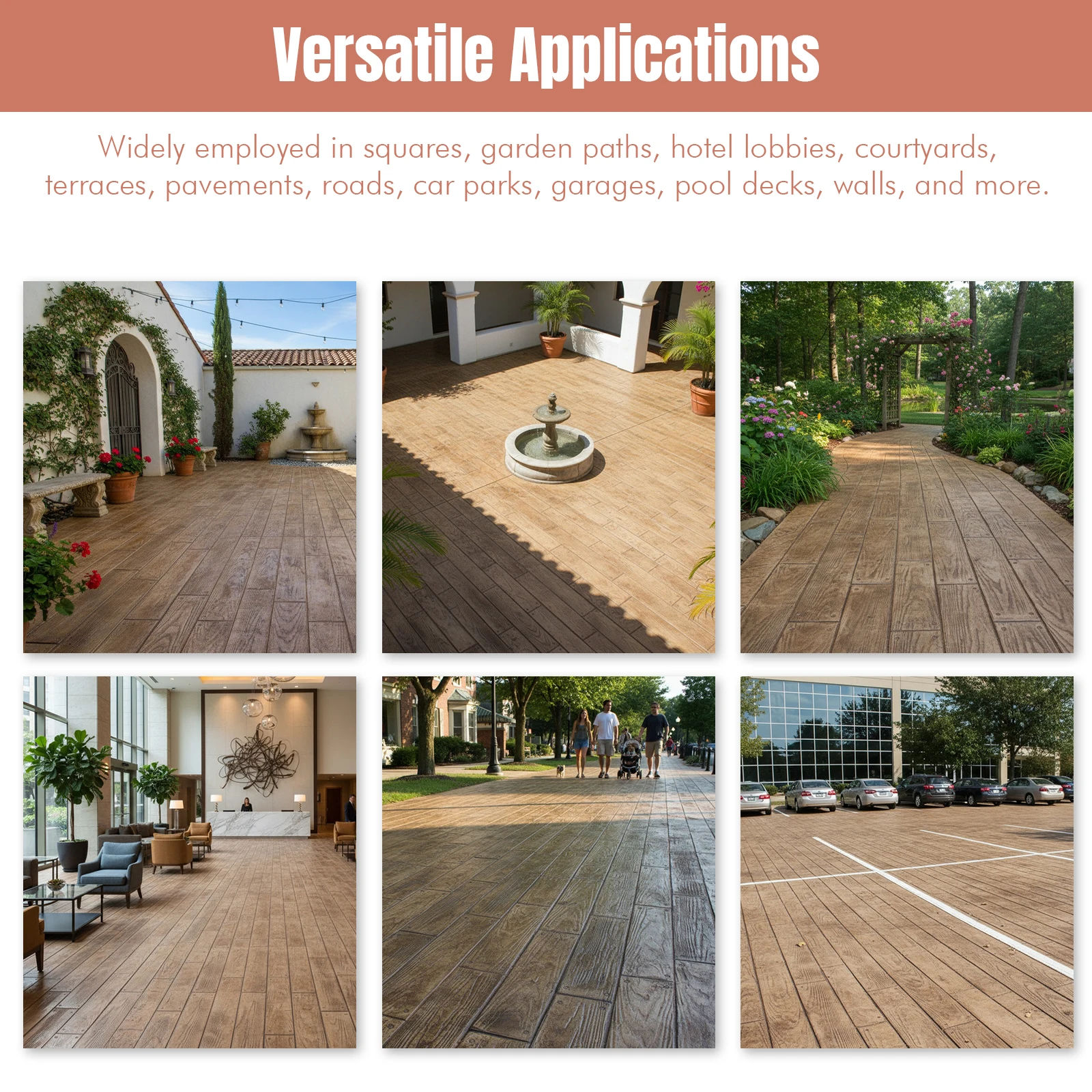 122x31cm Realistic Wood Floor Concrete Stamps Polyurethane Wood Floor Texture Concrete Stamp Molds for Indoor/Outdoor Floors