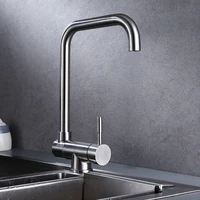 ก๊อกน้ําห้องครัวสแตนเลสตะกั่ว-ฟรีพับผสม 360 องศาหมุนเดี่ยวนิกเกิลอ่างล้างจานก๊อก 4