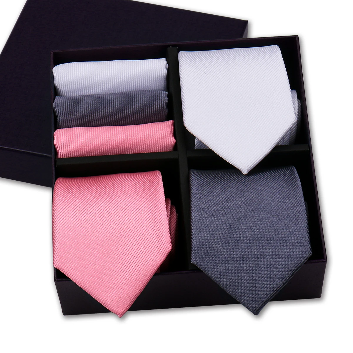 Herren-Krawatte, 3 Sets in Geschenkbox, einfarbig, gestreift, Krawatte, Taschentuch für Herren, Gravata, Hochzeit, formelle Business-Anzug-Accessoires – Detail 23