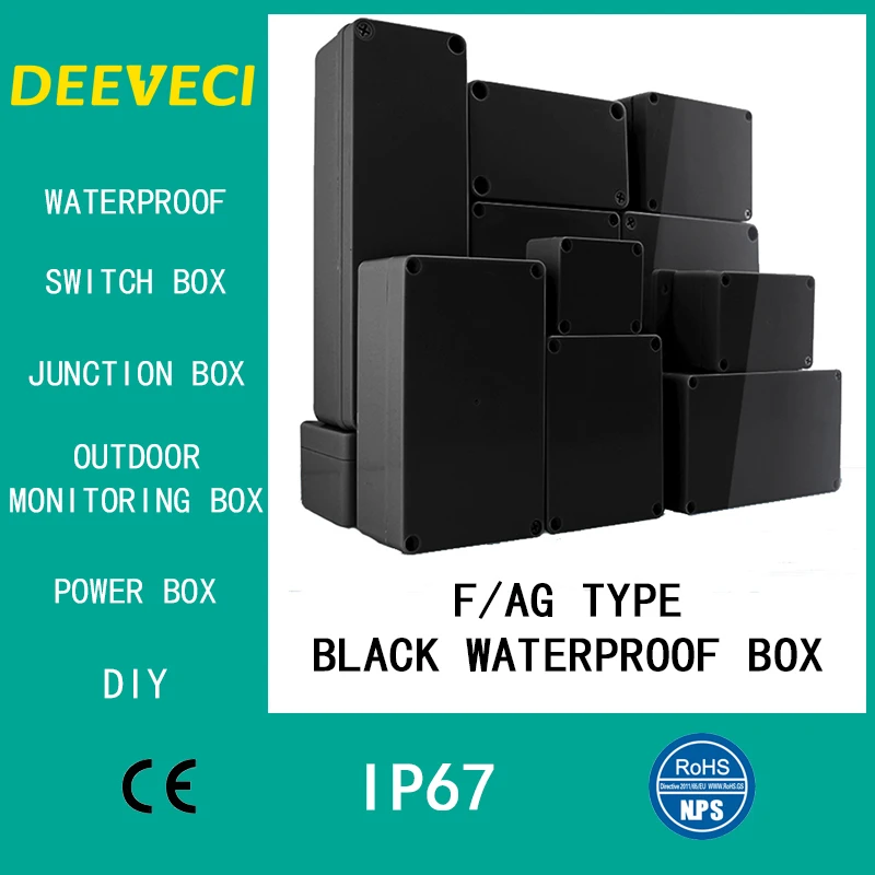 

Black Outdoor Waterproof Enclosure Plastic Box Electronic Project Instrument Case Electrical Project Box Junction Box Housing
