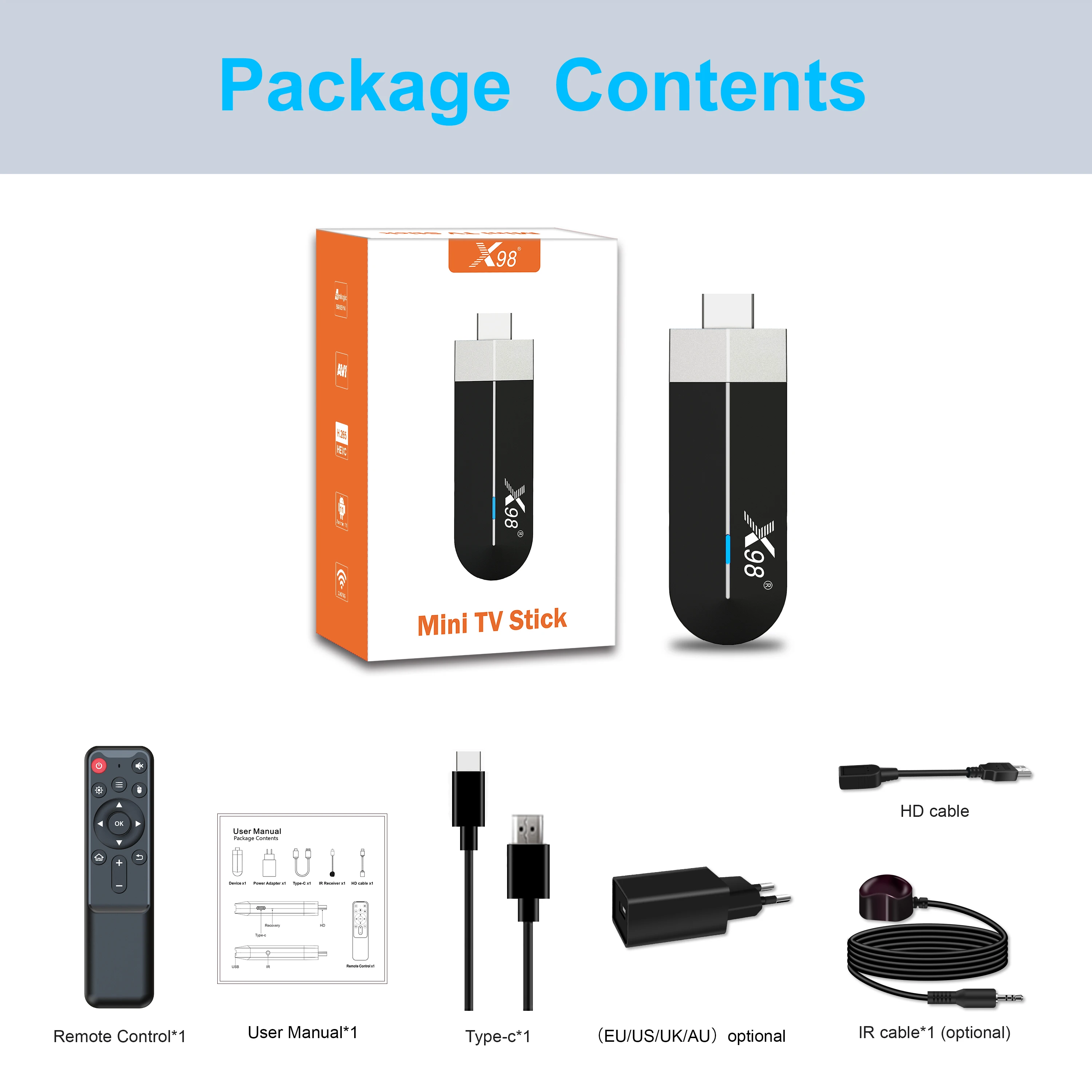 X98 S500 Android 11.0 Smart TV Box Amlogic S905Y4 2.4G/5G WiFi 4K H.265 HEVC BT Set Top Box Media Player Mini TV Stick X98S500