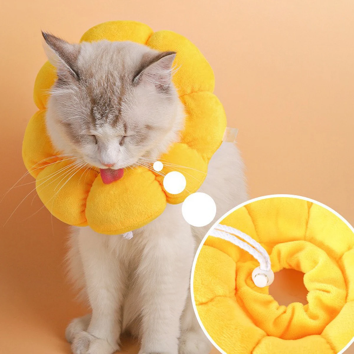 Description Picture 3 of itemAdjustable Pet Recovery Collar Cute Solar Flower Cat Neck Cone After Surgery Costume Suitable For Pet Protection Collar Clothing