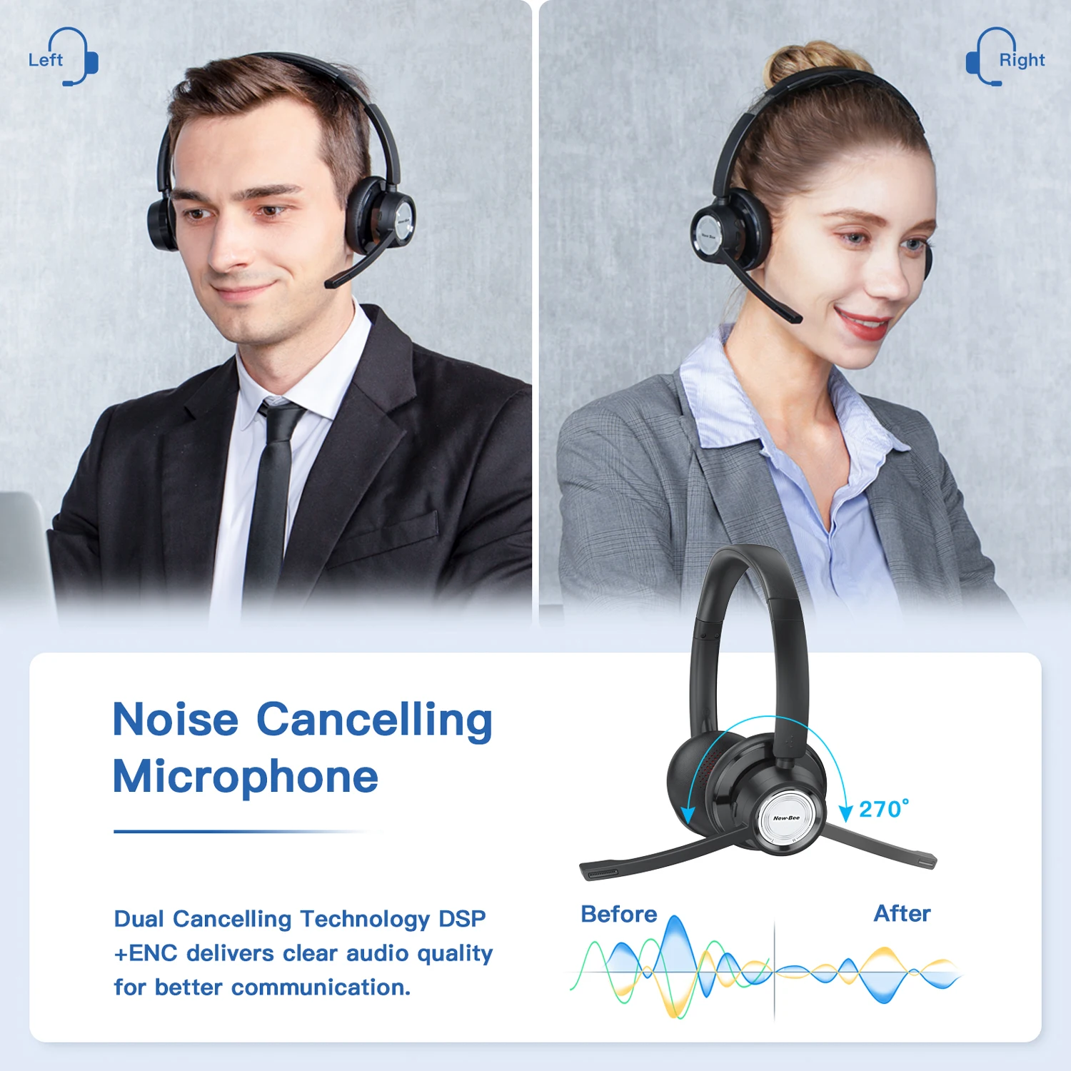 Auriculares Bluetooth con CVC8.0 Dual Mic Cancelación de Ruido, Auricular  Bluetooth Manos Libres V5.0 Auricular Inalámbrico para iPhone Android