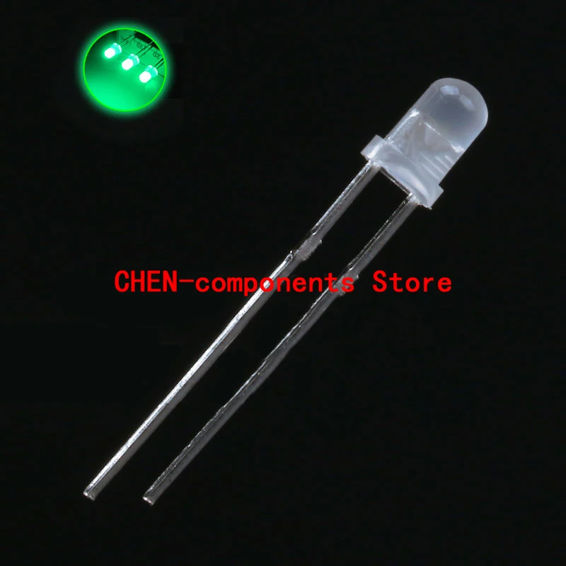 

100PCS F3 3MM LED Light-Emitting Diode LED Light Super Bright Emerald Green Blue Red Yellow White Fog-Like Promise Short Feet
