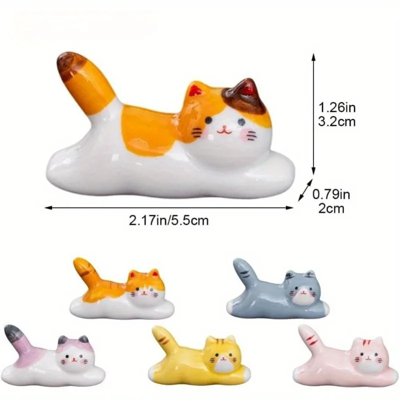 Functional Ceramic Cat Design Chopstick Spoon Fork Holder Rest Stand Perfect for Kitchen Organizer Rack for Cutlery and Tools