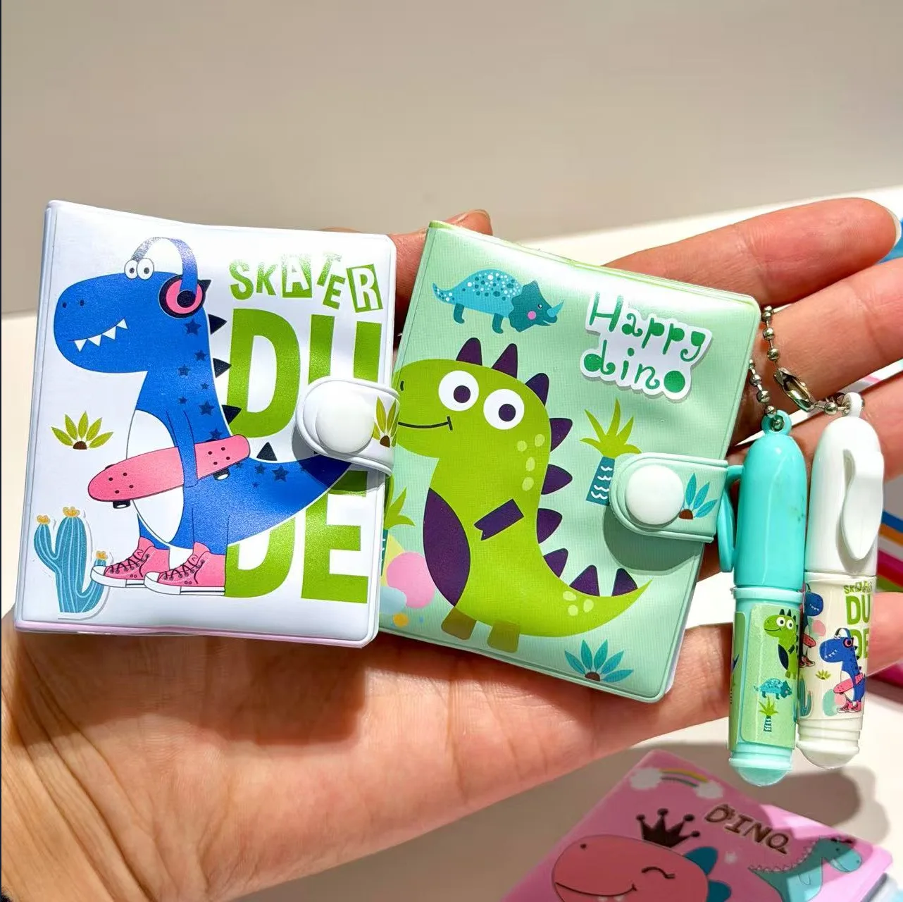 Cute Dinosaur-Themed Spiral-Bound Notebooks - Thick Journals with Simple Design, Available in Various Colors for School or Office Use.
