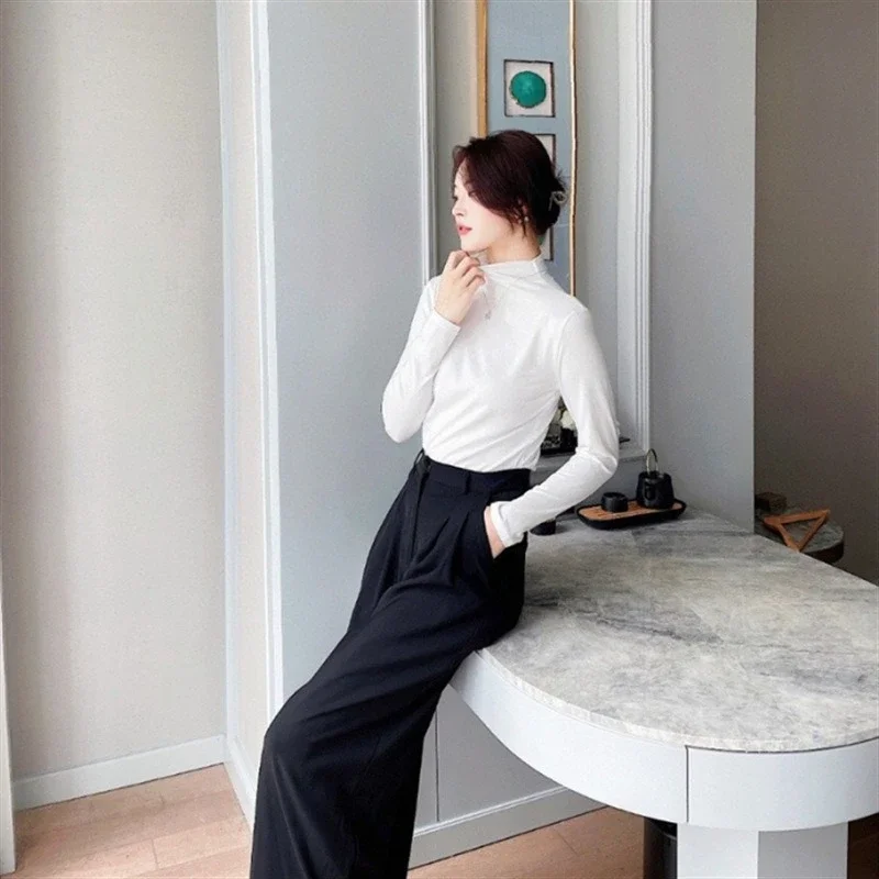 Women Cozy Long Sleeve Turtleneck Top Autumn Winter