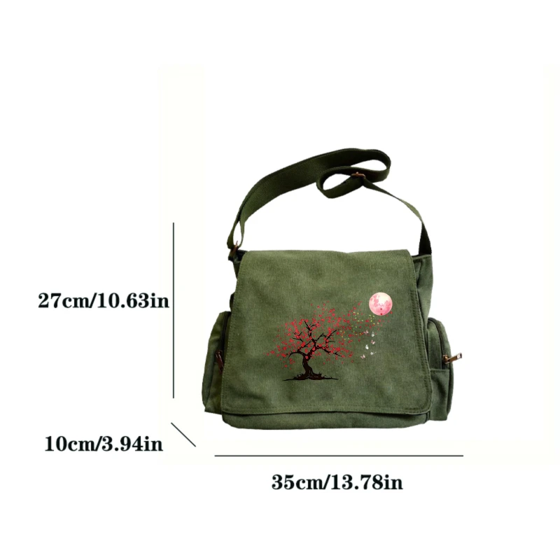 Women's Shoulder Bag Crossbody Bag Messenger Bag Canvas Artistic Tree Print Large Capacity Laptop Bag