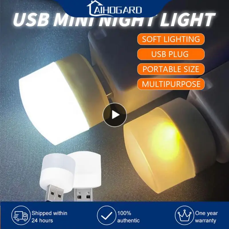 

1PCS Night Light Mini LED Night Light USB Plug Lamp Power Bank Charging USB Book Lights Small Round Reading Eye Protection Lamps