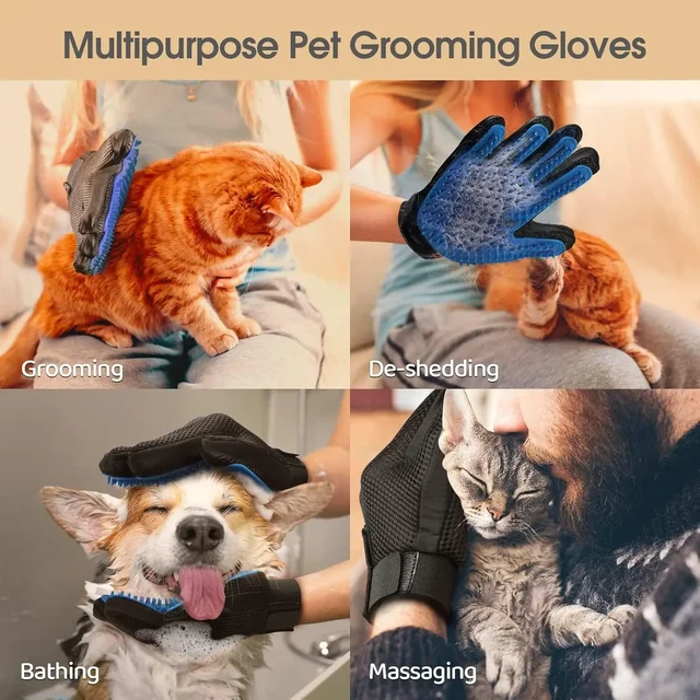 TPR Material Pet Grooming Gloves Hair Removal Mitt For Dogs Cats Bath Brush Massage Shedding Control Waterproof 6