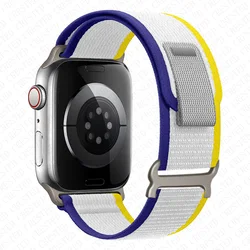 Premium Nylon Watch Band Strap - Ultra Durable and Lightweight Bracelet Design - 38 40 41mm (Royal blue yellow)