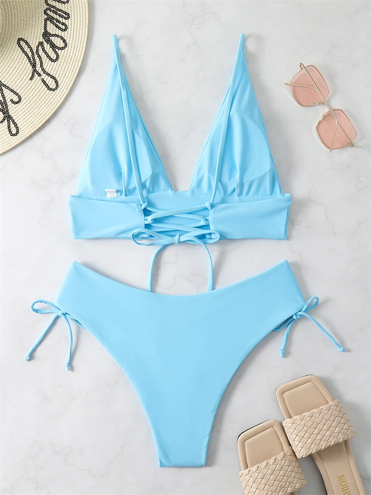 Lace-Up Ribbed Swimwear