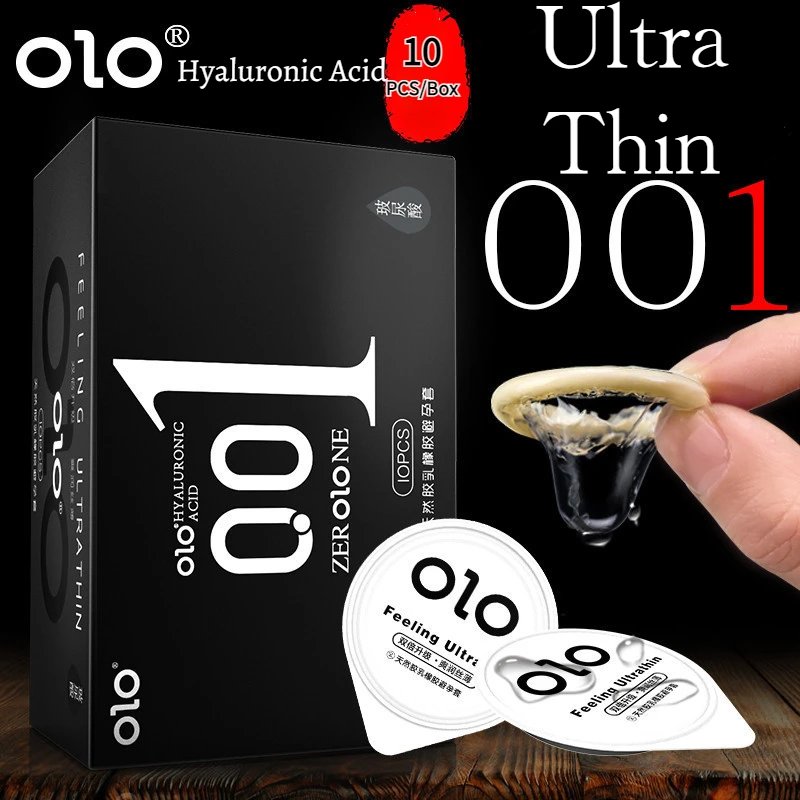 Olo ultra dünne Kondome 0,01 Null Gefühl 10 Stück Penis hülle für Mann Hyaluron säuren Ejakulation Verzögerung Kondome Erwachsene Sexspielzeug 18