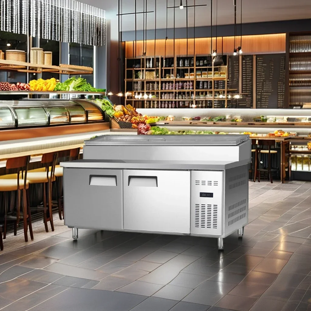 Commercial Stainless Steel Under Counter Refrigerator 2 Doors Kitchen Worktop Freezer
