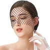 Masquerade Mask For Women Rhinestone Fishnet Turban Party Bonnet Headpieces Sparkly Veils For Bride Head Mask Sexy Mesh Headwear 3
