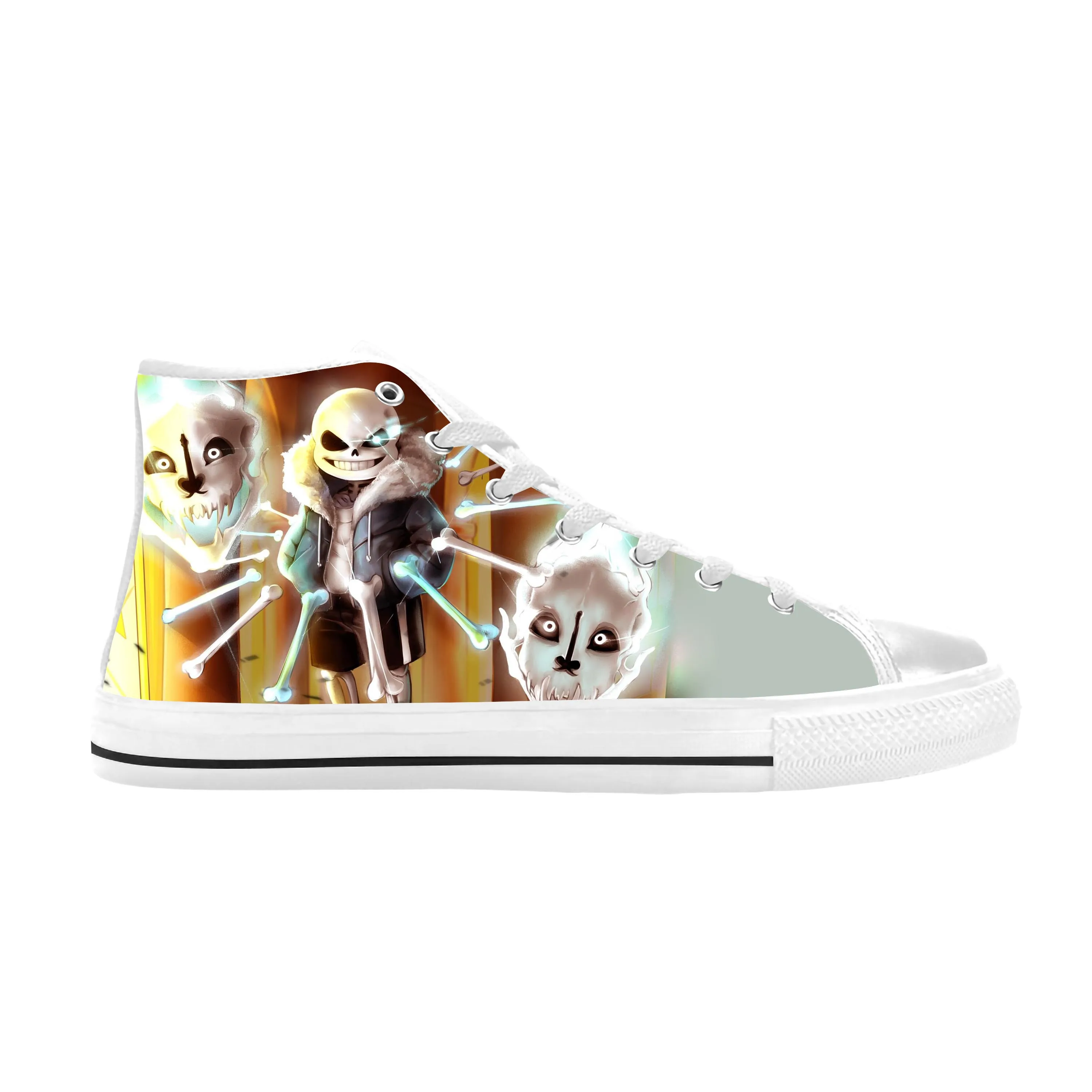 Anime Cartoon Game Undertale Sans Skull Skeleton Casual Cloth Shoes High Top Comfortable Breathable 3D Print Men Women Sneakers